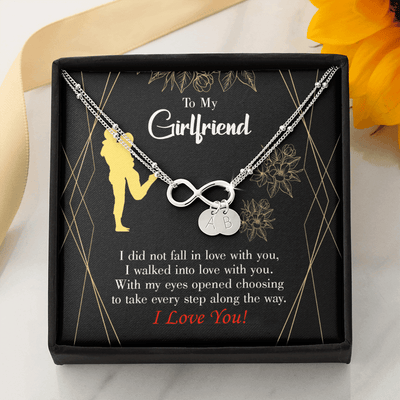 To My Girlfriend Walked Into Love Infinity Bracelet With Initial Charms - Infinity Bracelet