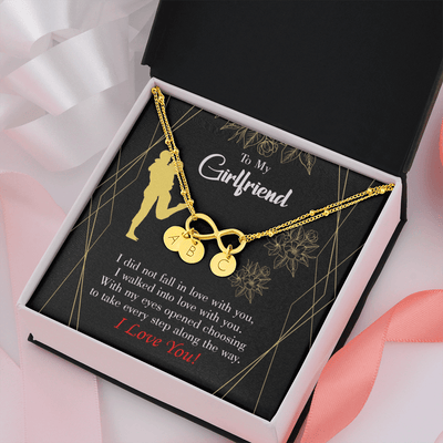To My Girlfriend Walked Into Love Infinity Bracelet With Initial Charms - Infinity Bracelet