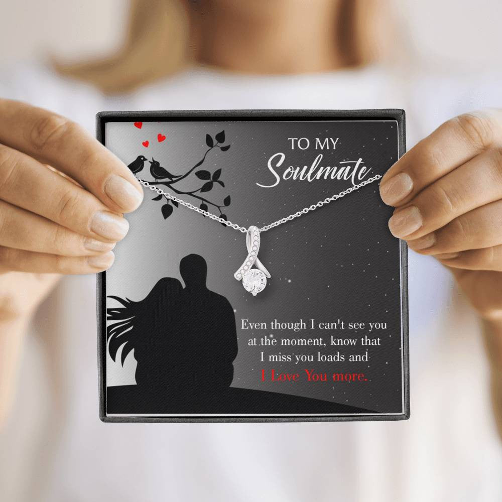 To My Girlfriend I Miss You Loads Message Card W Mahogany Style Luxury Box Eternity Ribbon Stone Necklace - Alluring Beauty Necklace Gift For Her