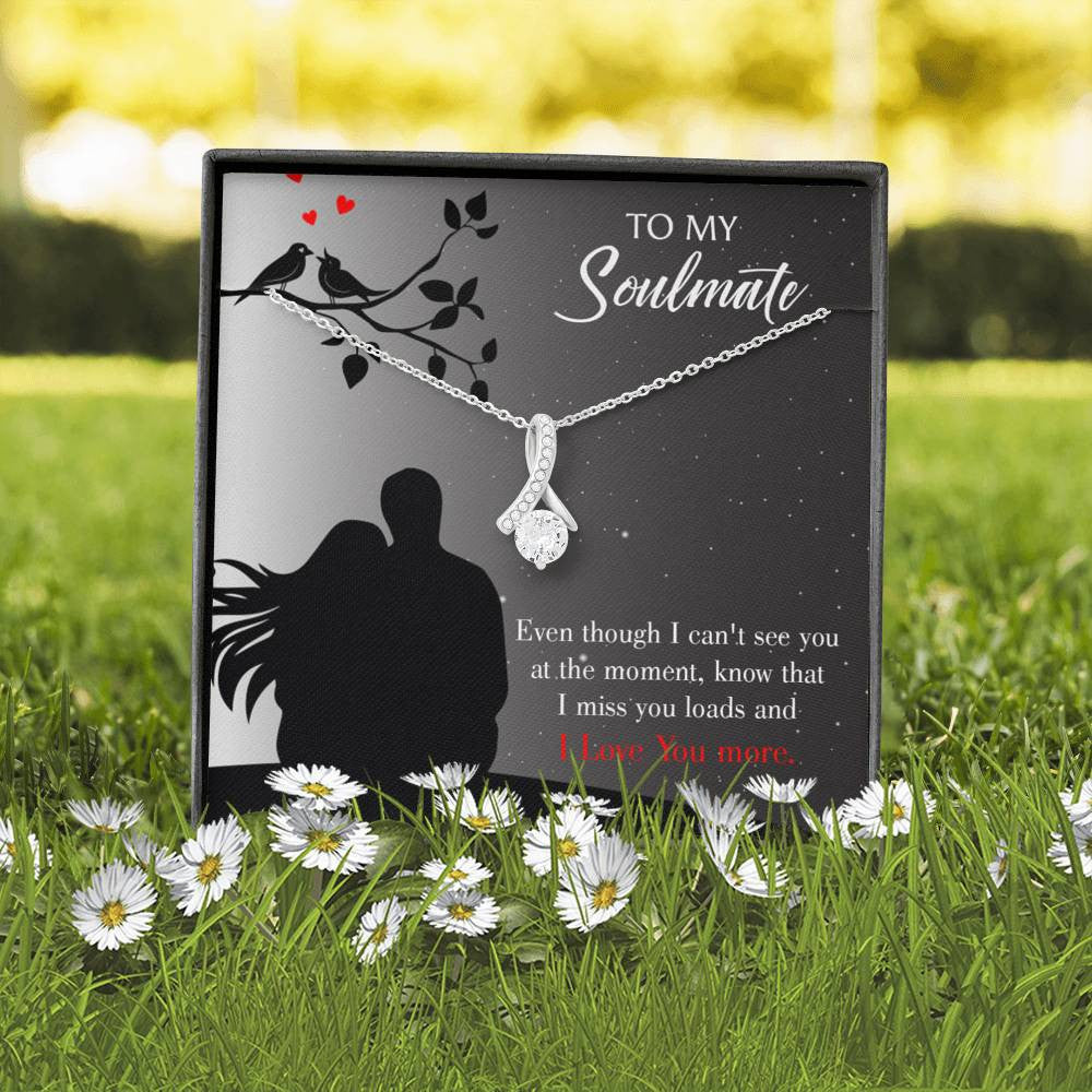 To My Girlfriend I Miss You Loads Message Card W Mahogany Style Luxury Box Eternity Ribbon Stone Necklace - Alluring Beauty Necklace Gift For Her