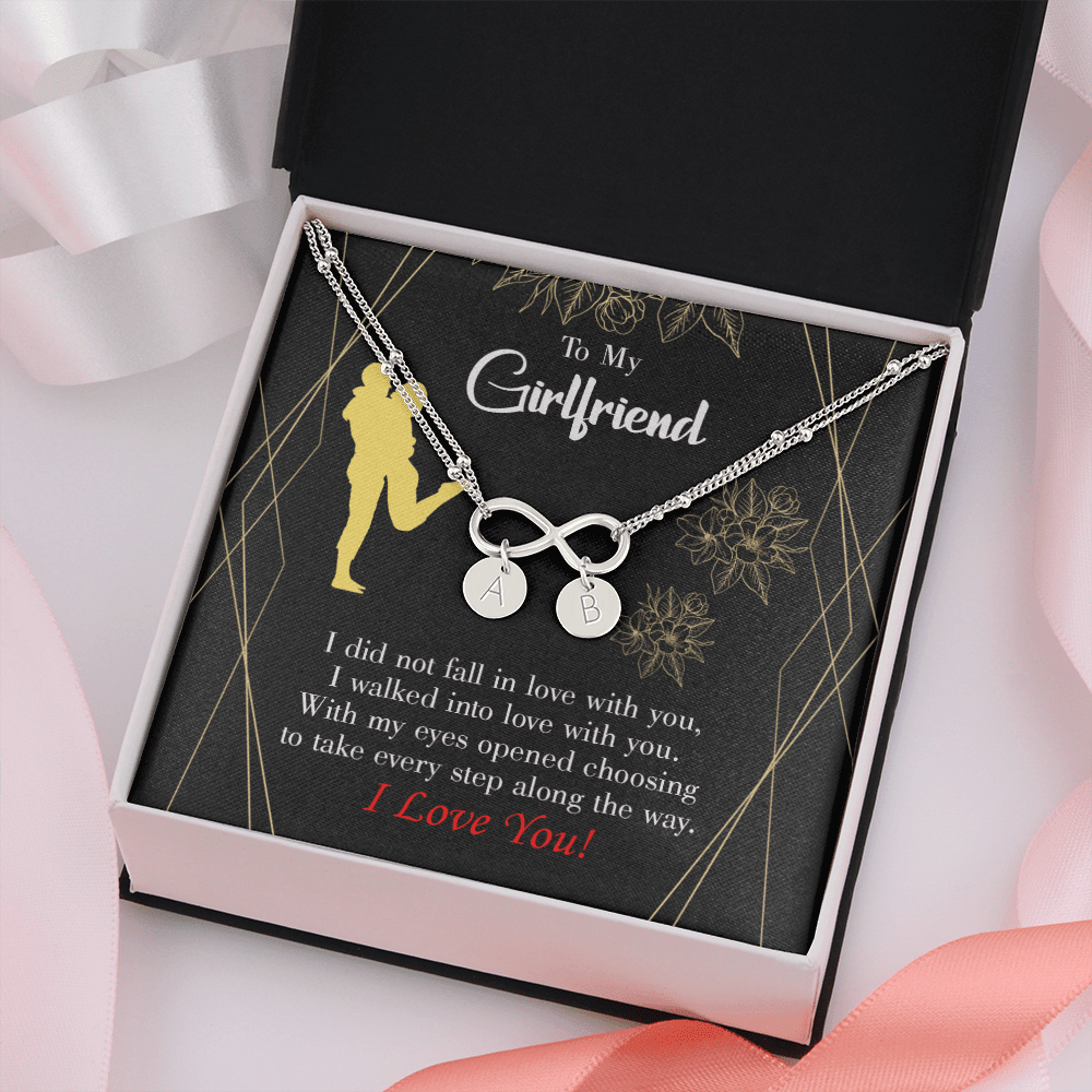 To My Girlfriend Walked Into Love Infinity Bracelet With Initial Charms - Infinity Bracelet