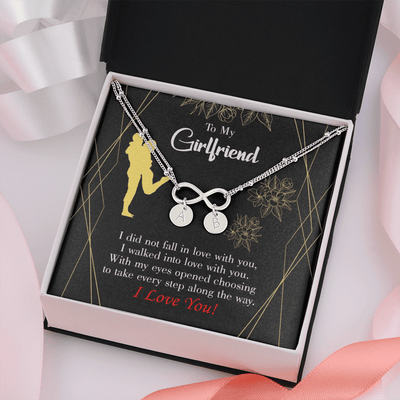 To My Girlfriend Walked Into Love Infinity Bracelet With Initial Charms - Infinity Bracelet