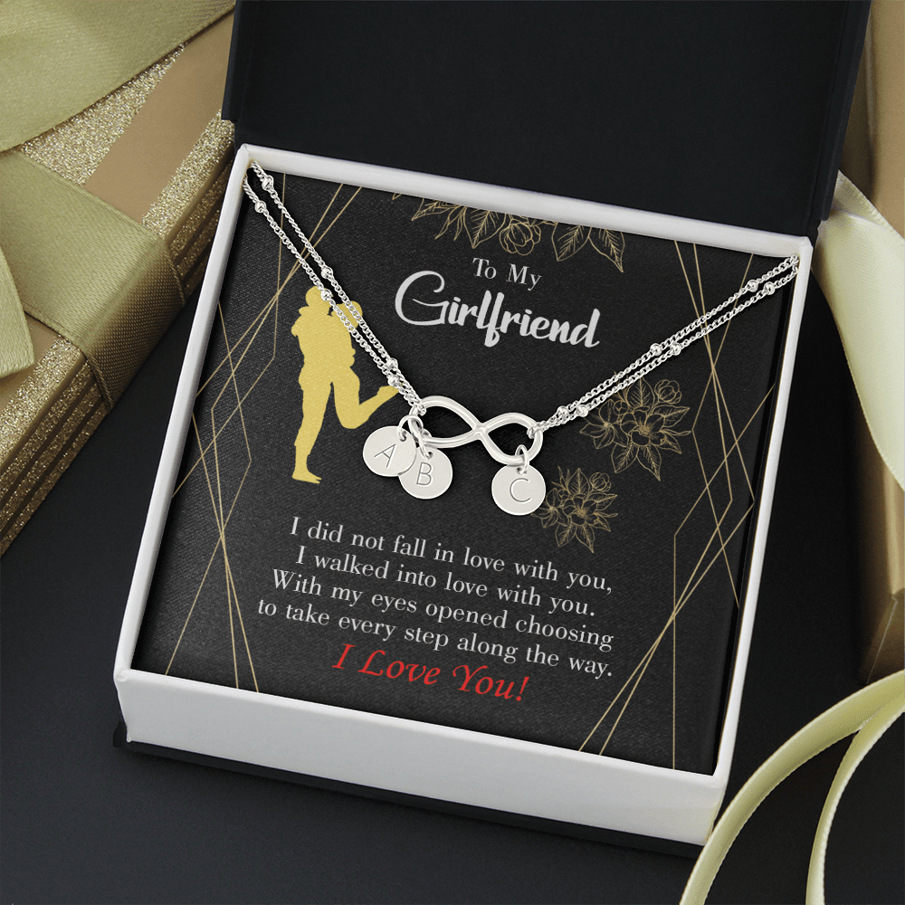 To My Girlfriend Walked Into Love Infinity Bracelet With Initial Charms - Infinity Bracelet