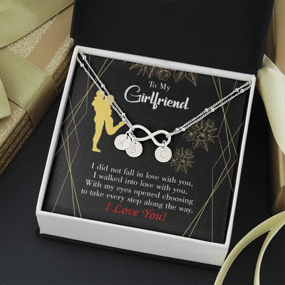 To My Girlfriend Walked Into Love Infinity Bracelet With Initial Charms - Infinity Bracelet