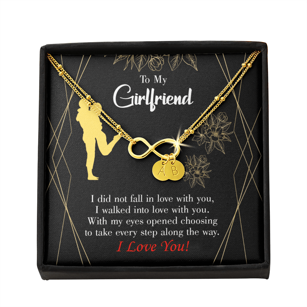To My Girlfriend Walked Into Love Infinity Bracelet With Initial Charms - Infinity Bracelet