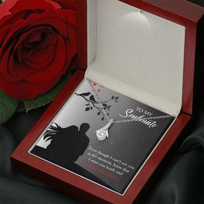 To My Girlfriend I Miss You Loads Message Card W Mahogany Style Luxury Box Eternity Ribbon Stone Necklace - Alluring Beauty Necklace Gift For Her