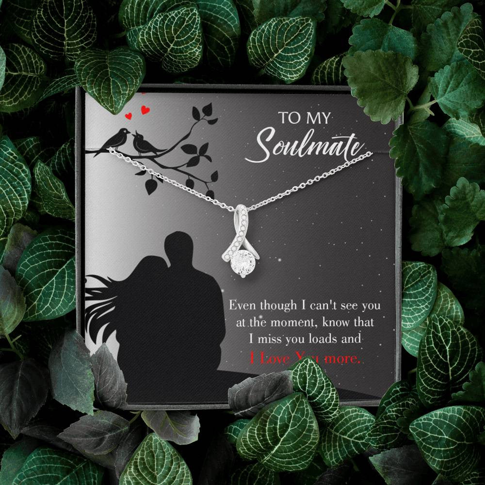 To My Girlfriend I Miss You Loads Message Card W Mahogany Style Luxury Box Eternity Ribbon Stone Necklace - Alluring Beauty Necklace Gift For Her