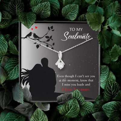 To My Girlfriend I Miss You Loads Message Card W Mahogany Style Luxury Box Eternity Ribbon Stone Necklace - Alluring Beauty Necklace Gift For Her
