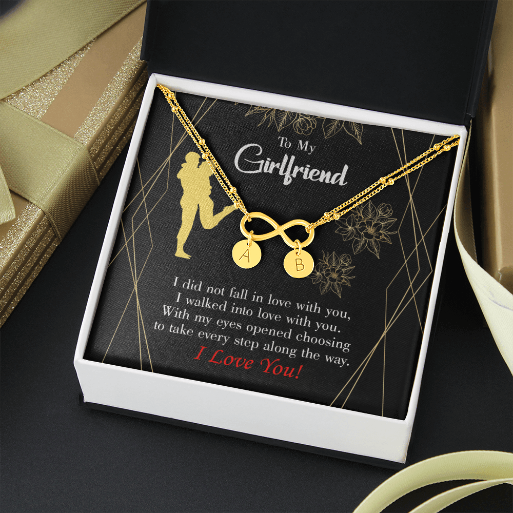 To My Girlfriend Walked Into Love Infinity Bracelet With Initial Charms - Infinity Bracelet