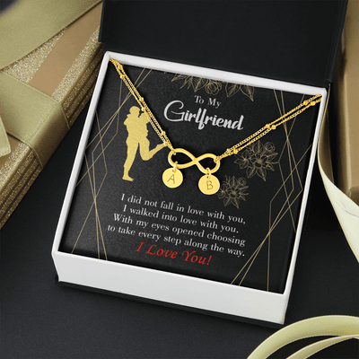 To My Girlfriend Walked Into Love Infinity Bracelet With Initial Charms - Infinity Bracelet