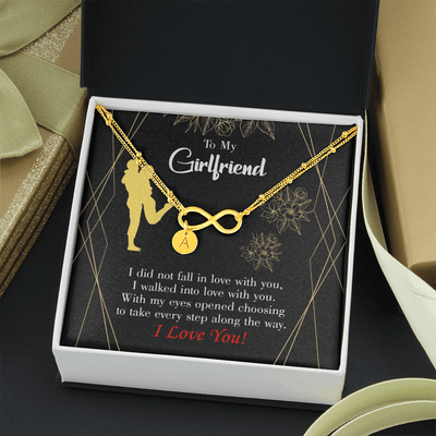 To My Girlfriend Walked Into Love Infinity Bracelet With Initial Charms - Infinity Bracelet
