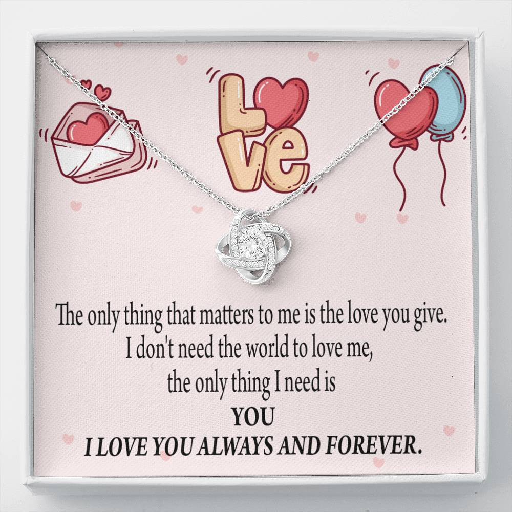 You Matter Most Fiance Wife Message Love Knot Pendant Necklace Stainless Steel W Cz Stone - Luxury Love Knot Necklace Meanful Gift Idea For Her/Him