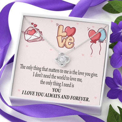 You Matter Most Fiance Wife Message Love Knot Pendant Necklace Stainless Steel W Cz Stone - Luxury Love Knot Necklace Meanful Gift Idea For Her/Him