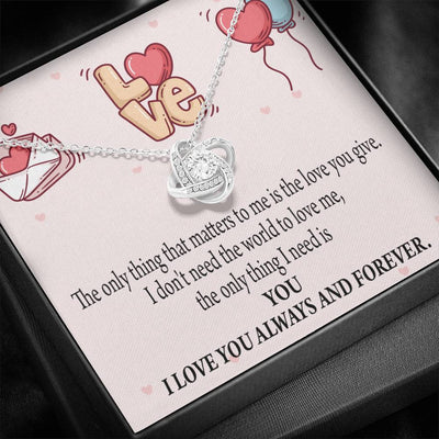 You Matter Most Fiance Wife Message Love Knot Pendant Necklace Stainless Steel W Cz Stone - Luxury Love Knot Necklace Meanful Gift Idea For Her/Him