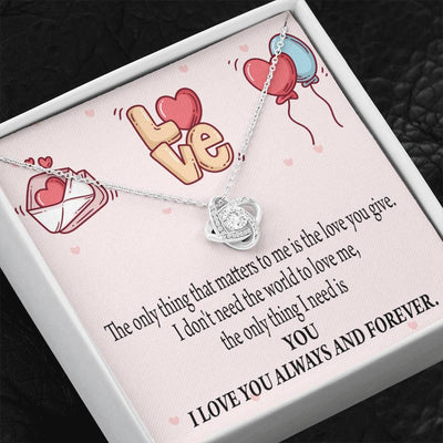 You Matter Most Fiance Wife Message Love Knot Pendant Necklace Stainless Steel W Cz Stone - Luxury Love Knot Necklace Meanful Gift Idea For Her/Him