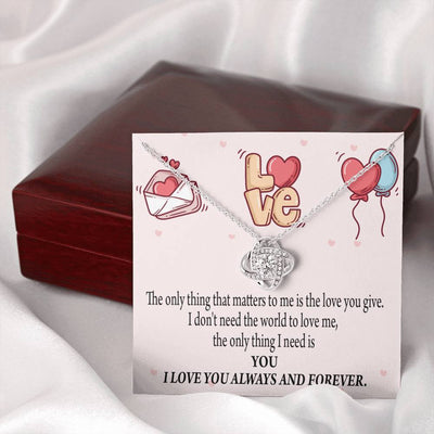 You Matter Most Fiance Wife Message Love Knot Pendant Necklace Stainless Steel W Cz Stone - Luxury Love Knot Necklace Meanful Gift Idea For Her/Him