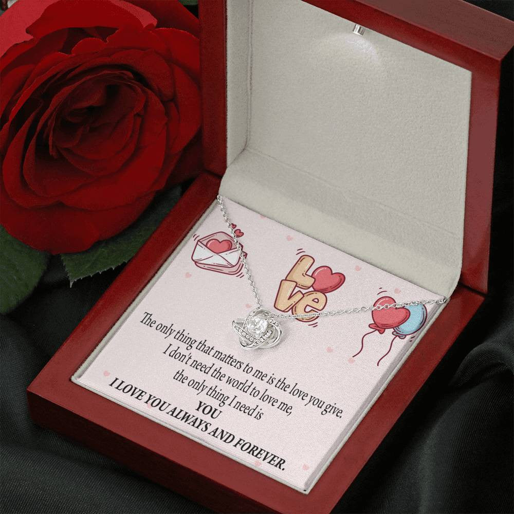 You Matter Most Fiance Wife Message Love Knot Pendant Necklace Stainless Steel W Cz Stone - Luxury Love Knot Necklace Meanful Gift Idea For Her/Him