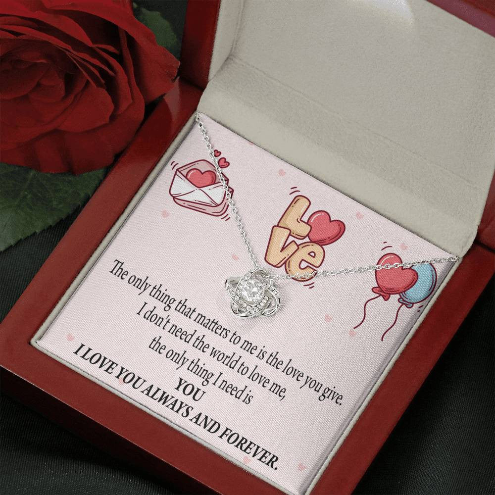 You Matter Most Fiance Wife Message Love Knot Pendant Necklace Stainless Steel W Cz Stone - Luxury Love Knot Necklace Meanful Gift Idea For Her/Him