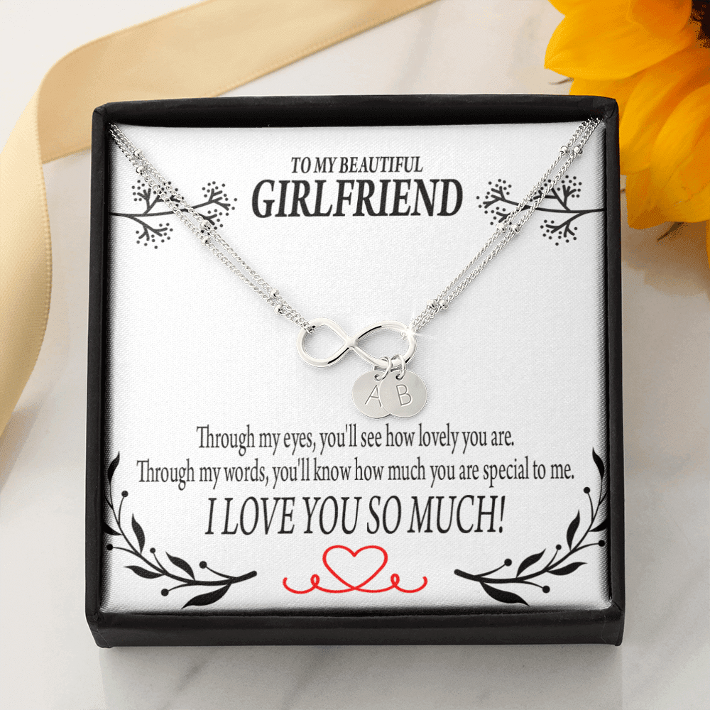 To My Girlfriend Special To Me Infinity Bracelet With Initial Charms - Infinity Bracelet