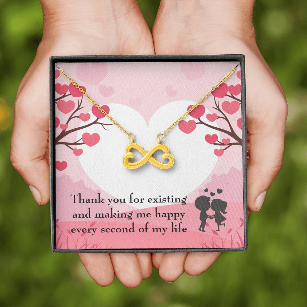 You Make Me Happy Necklace Gift Infinity Stainless Steel Pendant Wife Gift - Infinity Love Necklace