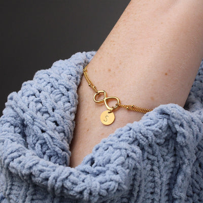 To My Girlfriend Special To Me Infinity Bracelet With Initial Charms - Infinity Bracelet