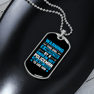 To My Girlfriend Smokin Hot Policeman Blue Necklace Stainless Steel or 18k Gold Dog Tag 24" Chain - Luxury Love Messages Dog Tag Gifts For Man, Woman