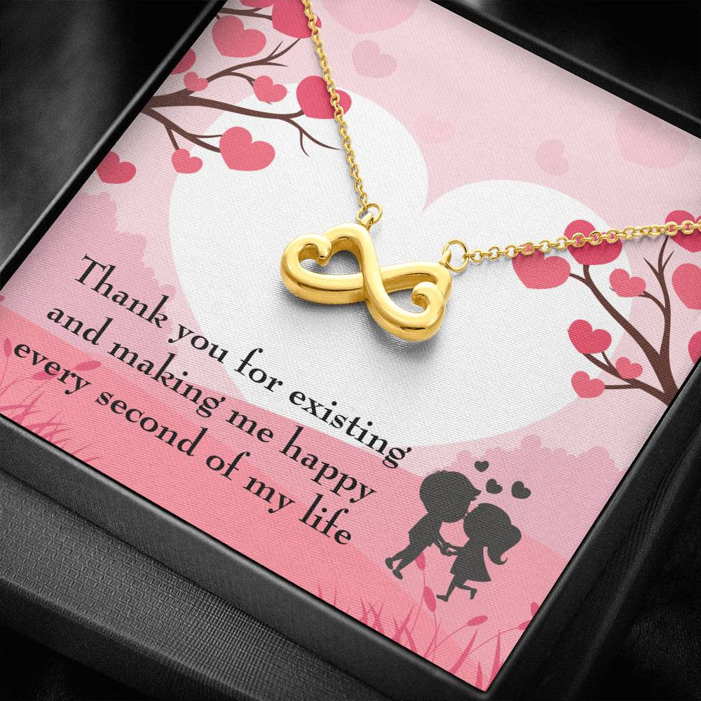 You Make Me Happy Necklace Gift Infinity Stainless Steel Pendant Wife Gift - Infinity Love Necklace
