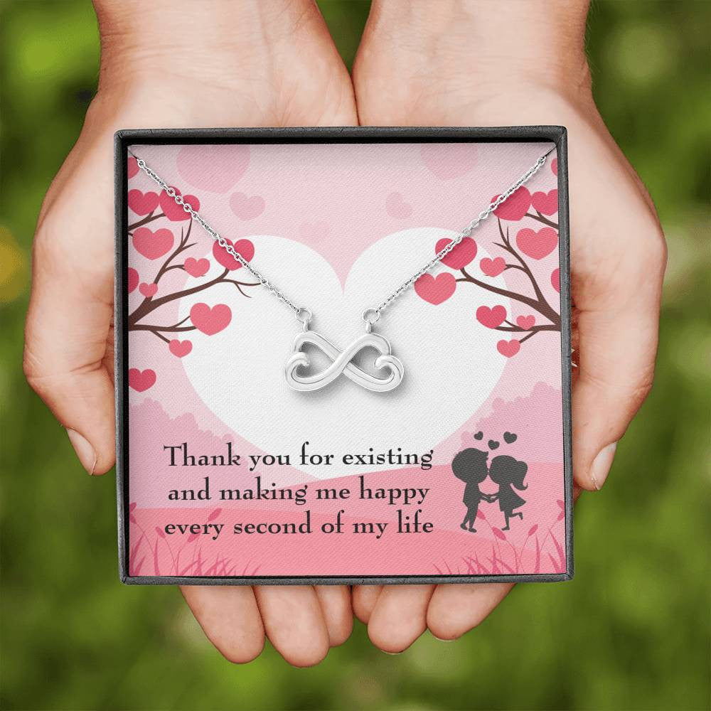 You Make Me Happy Necklace Gift Infinity Stainless Steel Pendant Wife Gift - Infinity Love Necklace
