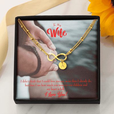 To My Wife Meaningful Wife Message Infinity Bracelet With Initial Charms - Infinity Bracelet