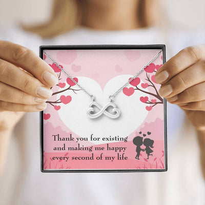 You Make Me Happy Necklace Gift Infinity Stainless Steel Pendant Wife Gift - Infinity Love Necklace