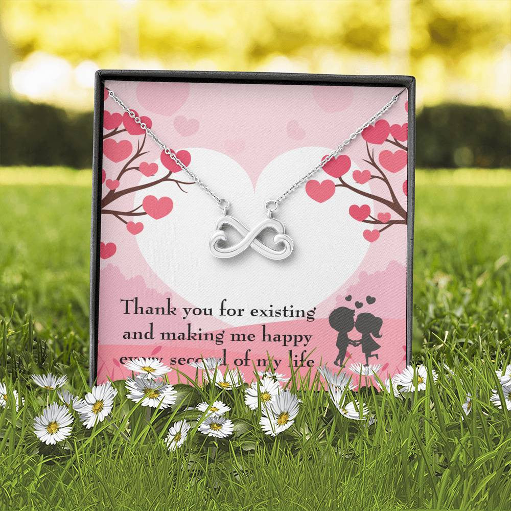You Make Me Happy Necklace Gift Infinity Stainless Steel Pendant Wife Gift - Infinity Love Necklace