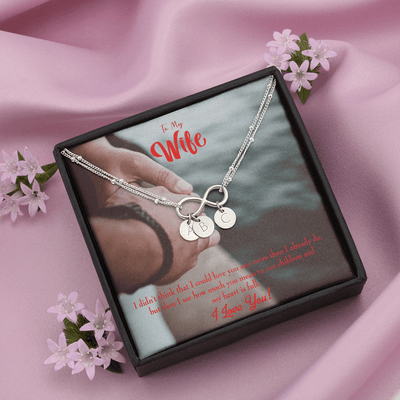 To My Wife Meaningful Wife Message Infinity Bracelet With Initial Charms - Infinity Bracelet