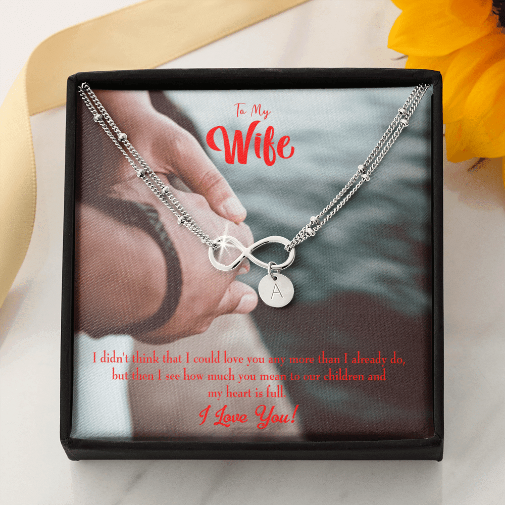 To My Wife Meaningful Wife Message Infinity Bracelet With Initial Charms - Infinity Bracelet