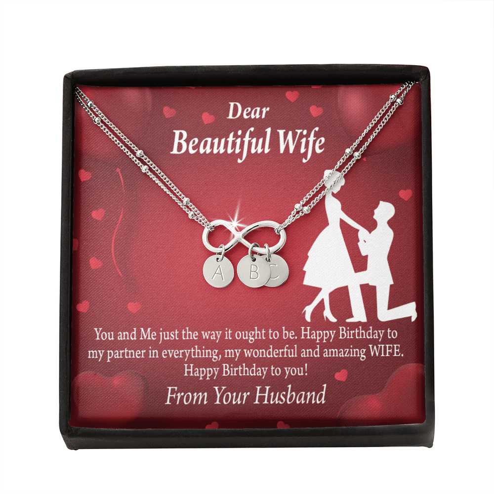 To My Wife Happy Birthday Infinity Bracelet With Initial Charms - Infinity Bracelet