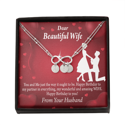 To My Wife Happy Birthday Infinity Bracelet With Initial Charms - Infinity Bracelet