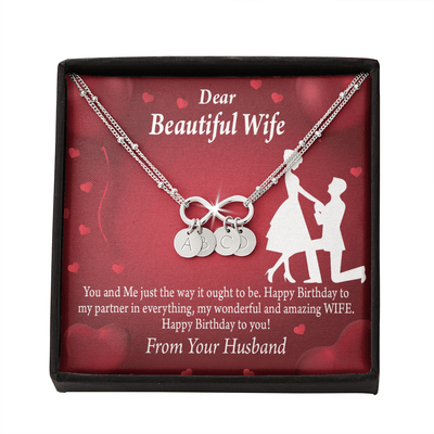 To My Wife Happy Birthday Infinity Bracelet With Initial Charms - Infinity Bracelet