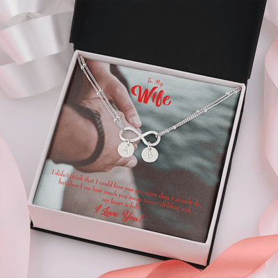 To My Wife Meaningful Wife Message Infinity Bracelet With Initial Charms - Infinity Bracelet