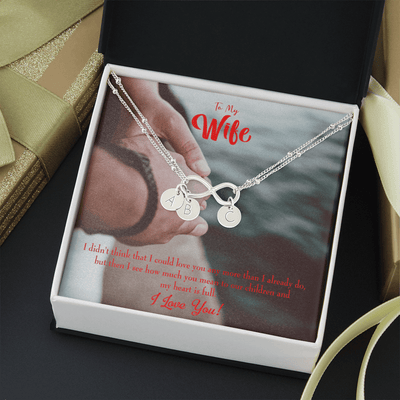 To My Wife Meaningful Wife Message Infinity Bracelet With Initial Charms - Infinity Bracelet