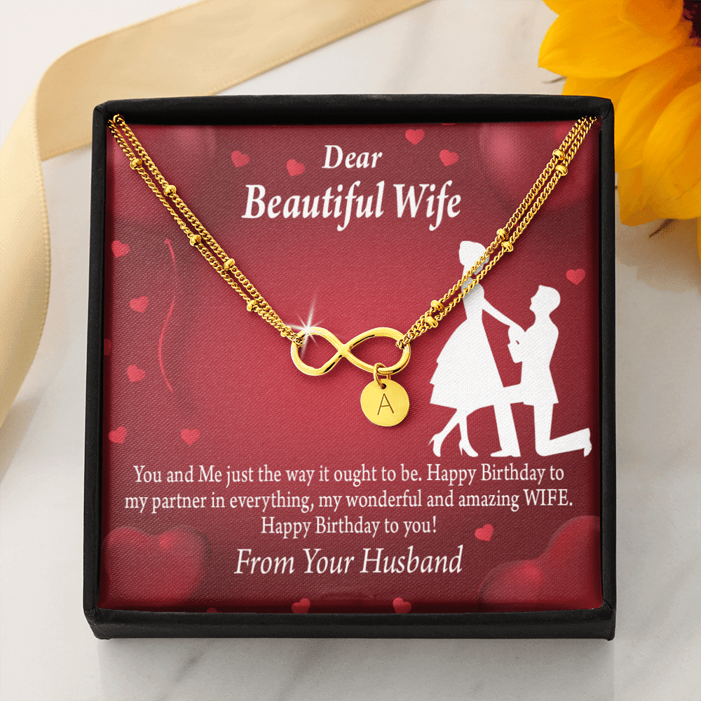 To My Wife Happy Birthday Infinity Bracelet With Initial Charms - Infinity Bracelet