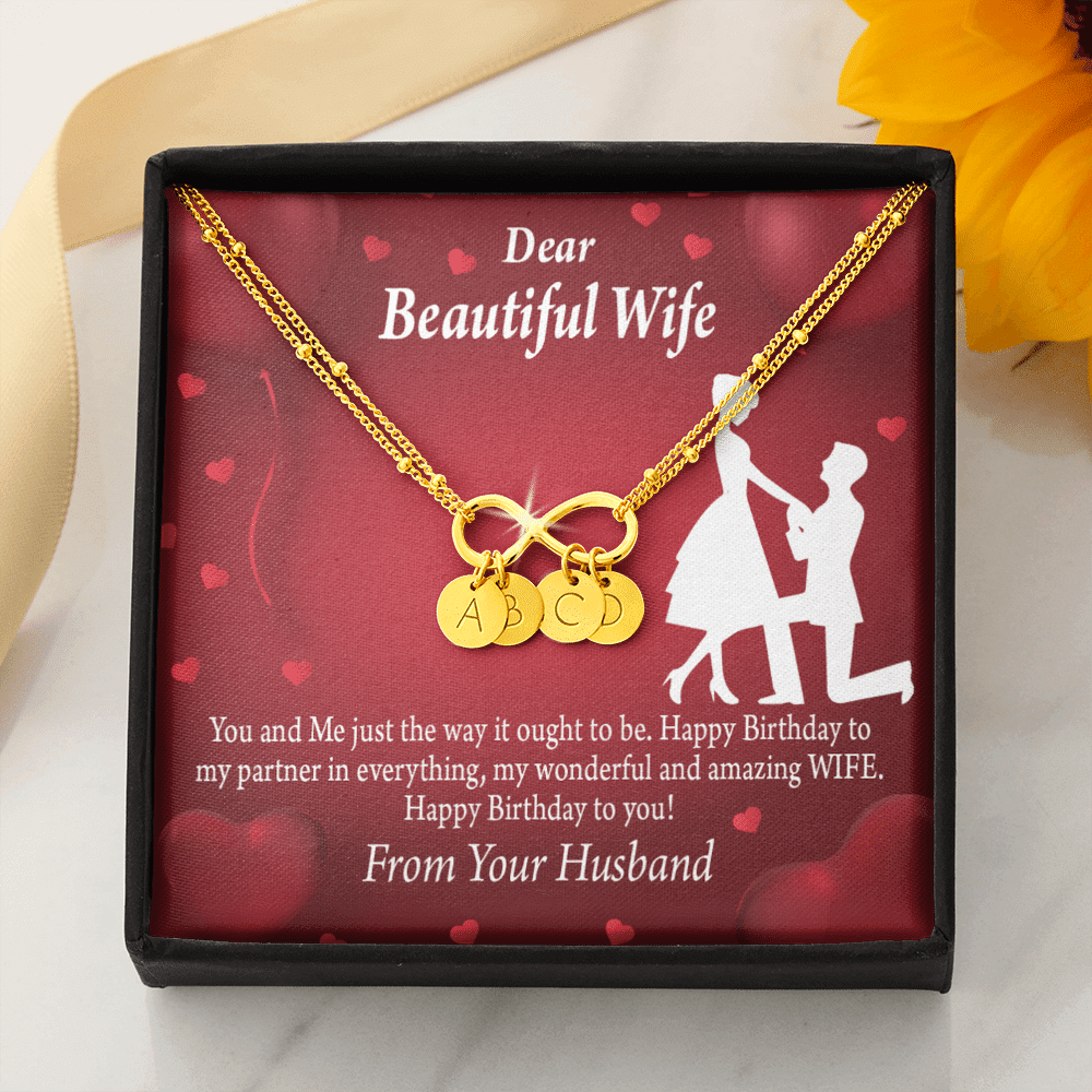 To My Wife Happy Birthday Infinity Bracelet With Initial Charms - Infinity Bracelet