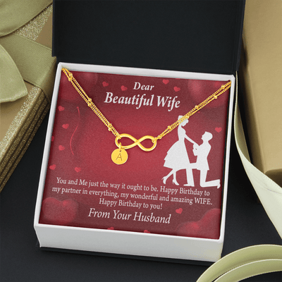 To My Wife Happy Birthday Infinity Bracelet With Initial Charms - Infinity Bracelet