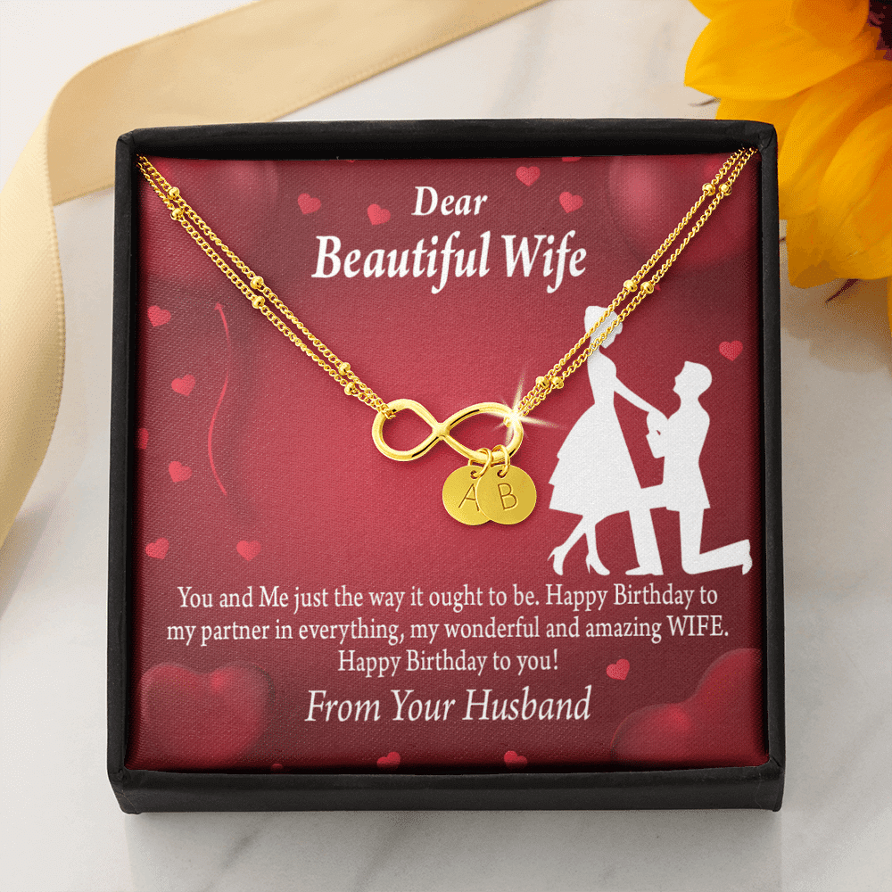 To My Wife Happy Birthday Infinity Bracelet With Initial Charms - Infinity Bracelet