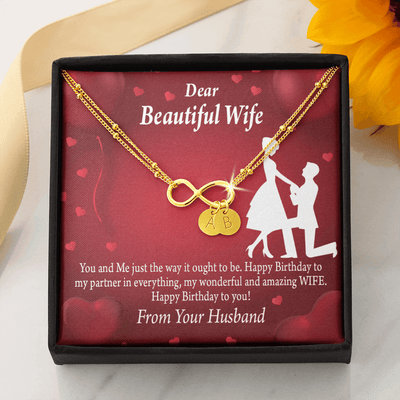 To My Wife Happy Birthday Infinity Bracelet With Initial Charms - Infinity Bracelet