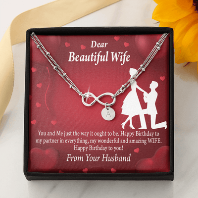 To My Wife Happy Birthday Infinity Bracelet With Initial Charms - Infinity Bracelet