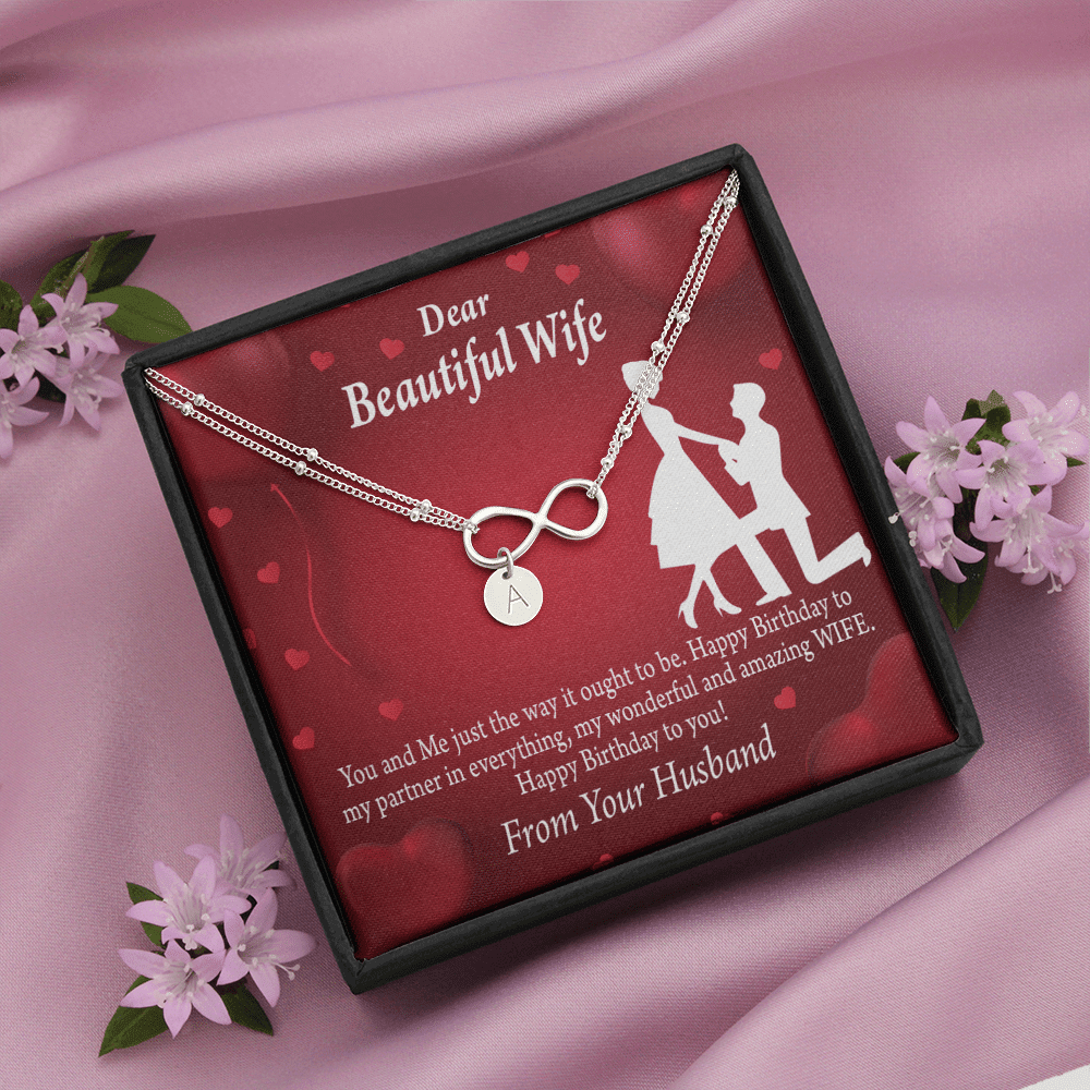 To My Wife Happy Birthday Infinity Bracelet With Initial Charms - Infinity Bracelet