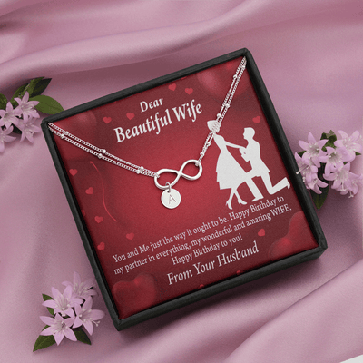 To My Wife Happy Birthday Infinity Bracelet With Initial Charms - Infinity Bracelet