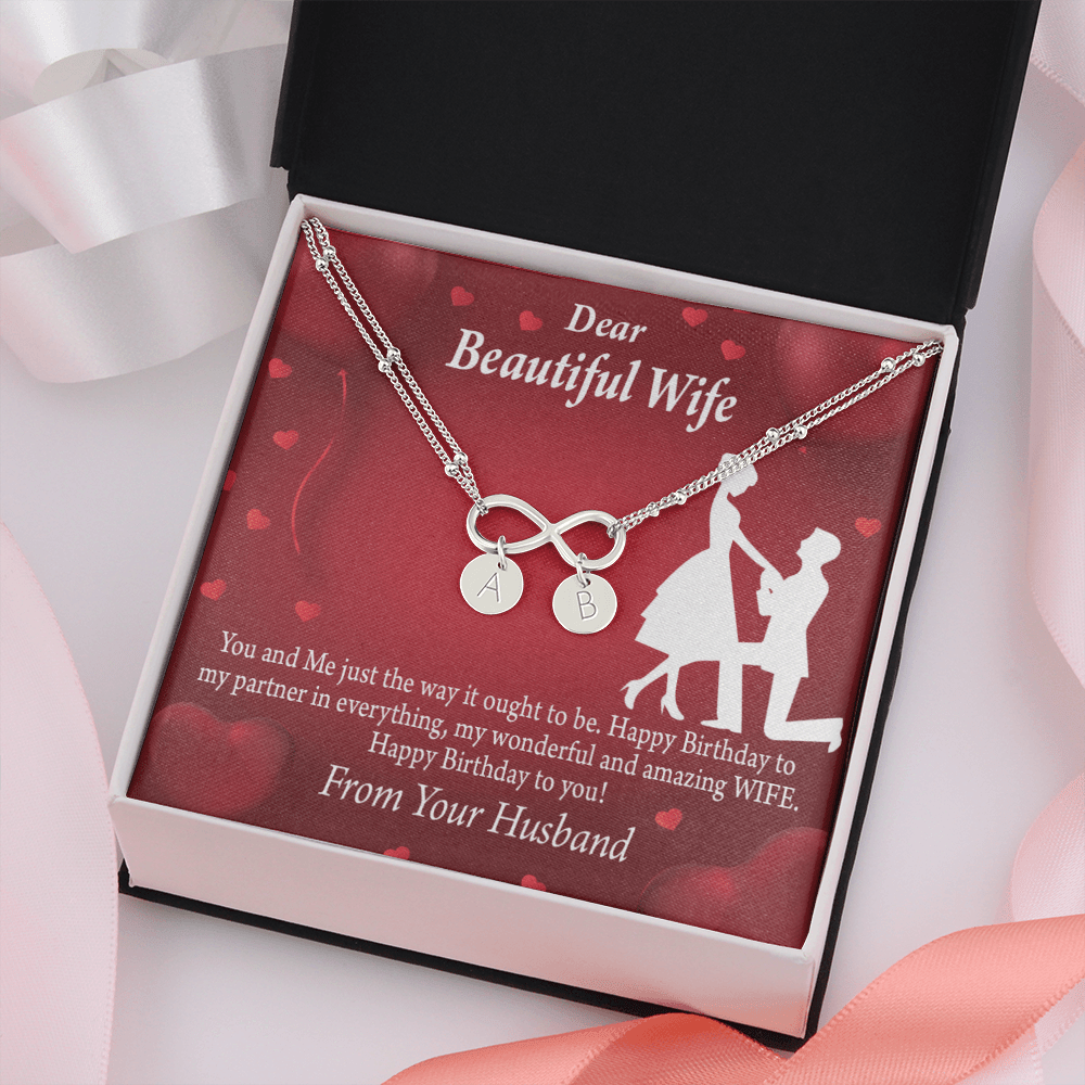 To My Wife Happy Birthday Infinity Bracelet With Initial Charms - Infinity Bracelet