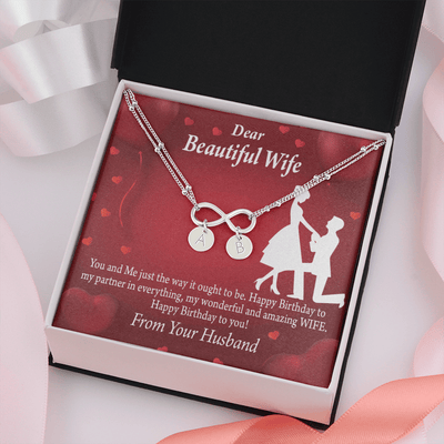 To My Wife Happy Birthday Infinity Bracelet With Initial Charms - Infinity Bracelet