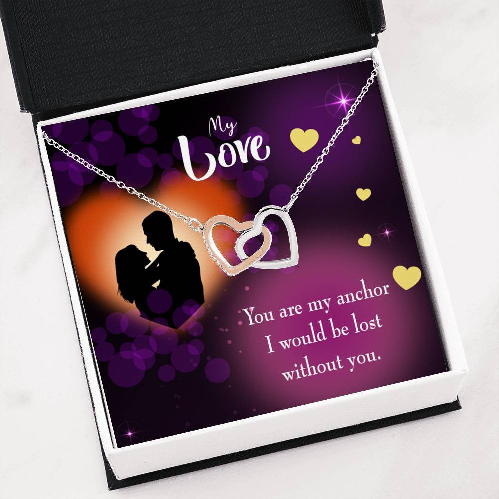Wife Gift For Wife Birthday You Are My Anchor Inseparable Love Pendant 18k Rose Gold Finish 16� - Interlocking Hearts Necklace