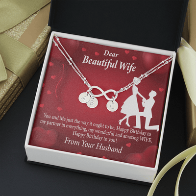 To My Wife Happy Birthday Infinity Bracelet With Initial Charms - Infinity Bracelet
